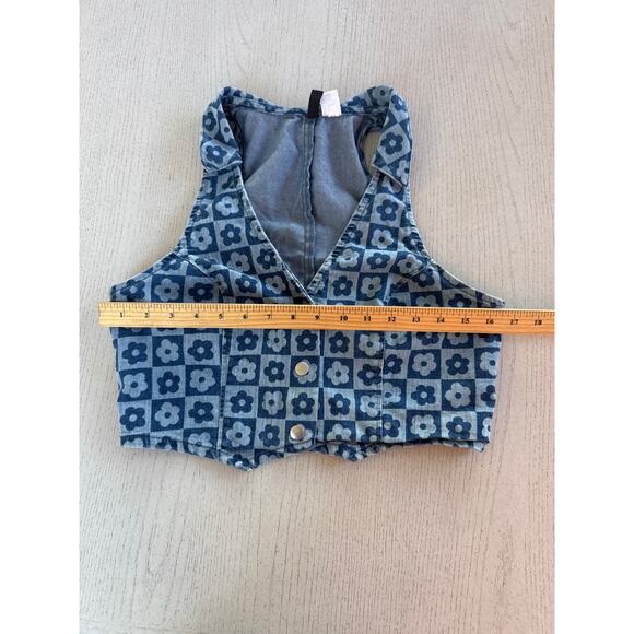 Divided H&M Floral Denim Crop Top Baddie Cottagecore Streetwear Trashy Y2K (B1) - Picture 3 of 5